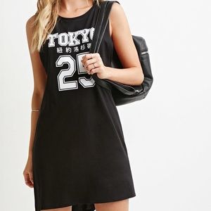 [3/$15] Forever 21 Black Open Twist Back Tokyo Graphic Dress